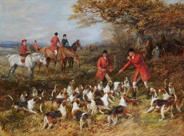 ヘイウッド・ハーディ Painting - ハンターと猟犬ヘイウッド・ハーディの乗馬